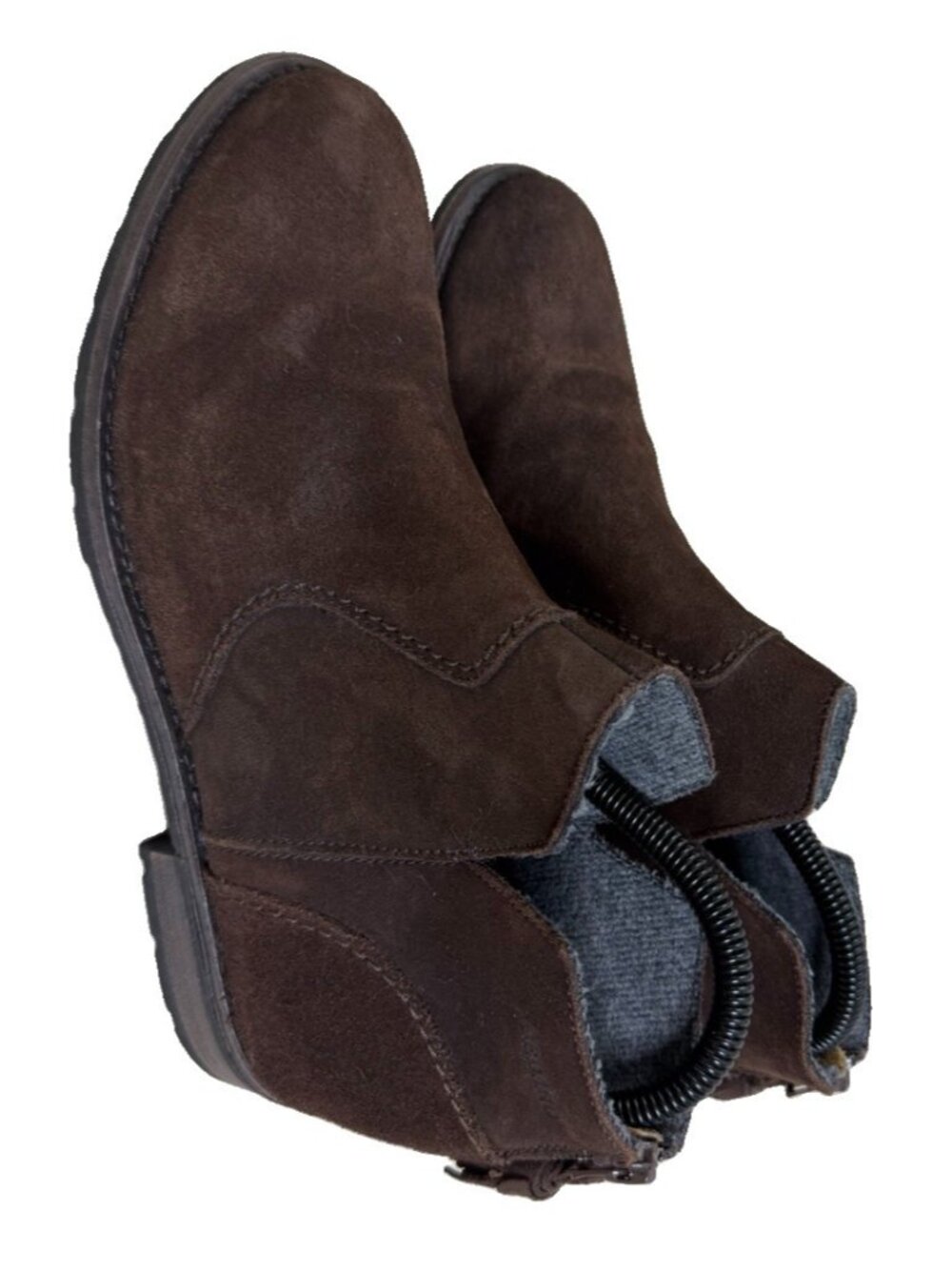 Sebago Sz 9?-see Measurements Leather Soft Suede Brown Flat Booties Back Zip EUC